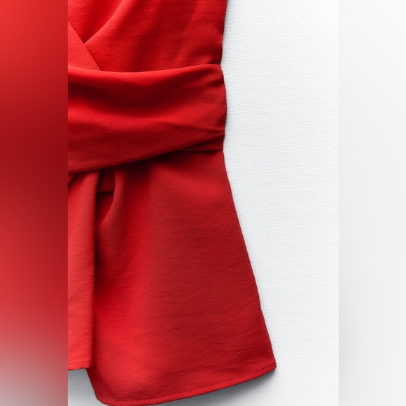 Zara Red Shoulder Pad Sleeveless Medium Size Blouse - Picture 7 of 7